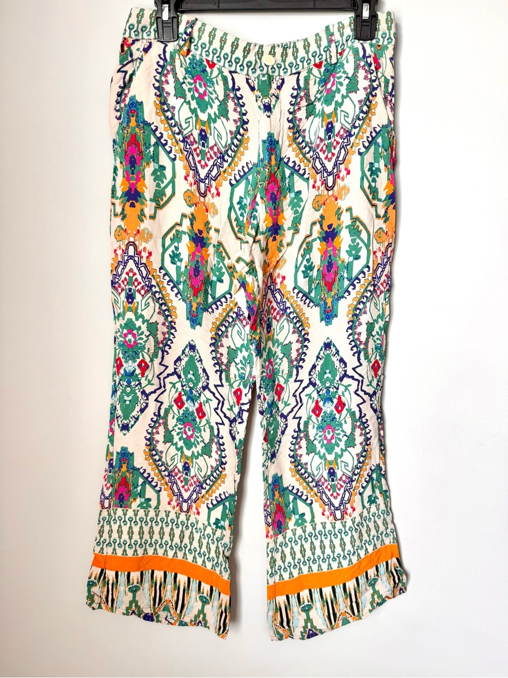 Zara Multicolor Bohemian Floral Paisley Geometric Wide Leg Trousers Pants